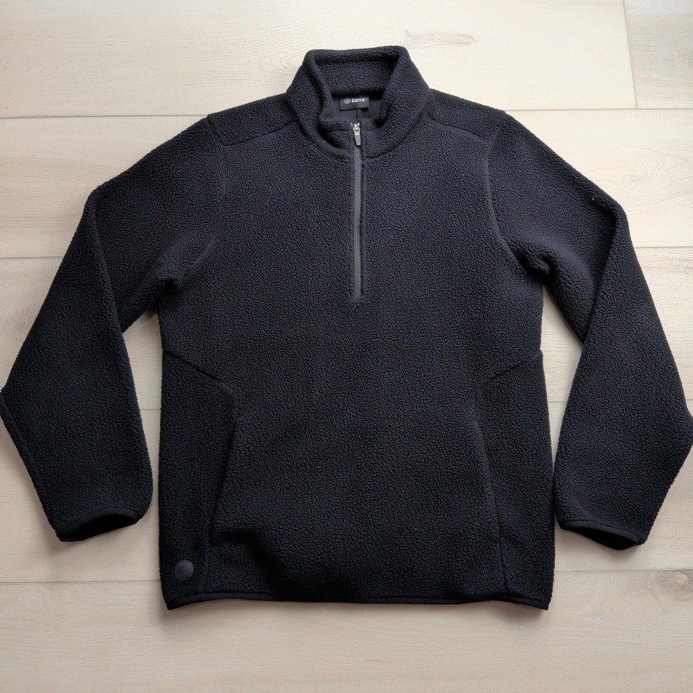 Cuts Clothing Sherpa‎ Half Zip Fleece Pullover Mens Large Black MO10116N